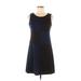 JB by Julie Brown Casual Dress - A-Line Scoop Neck Sleeveless: Blue Print Dresses - Women's Size Medium