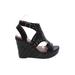 Lucky Brand Wedges: Black Print Shoes - Women's Size 8 1/2 - Open Toe
