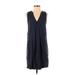 Splendid Casual Dress - Shift V Neck Sleeveless: Blue Print Dresses - Women's Size Small