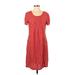 La Cera Casual Dress - Shift Scoop Neck Short sleeves: Red Print Dresses - Women's Size Small