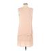 BCBGMAXAZRIA Casual Dress - Shift Scoop Neck Sleeveless: Tan Solid Dresses - New - Women's Size 4