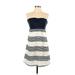 Roxy Casual Dress - Mini Sweetheart Sleeveless: Blue Stripes Dresses - Women's Size Small