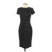 Ann Taylor Casual Dress - Midi High Neck Short sleeves: Black Print Dresses - Women's Size Small