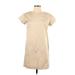 Makie Casual Dress - Shift Crew Neck Short sleeves: Tan Print Dresses - Women's Size Small