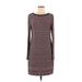 Vince Camuto Casual Dress - Sheath Crew Neck Long sleeves: Burgundy Dresses - Women's Size 8