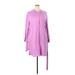 A New Day Casual Dress - Shirtdress High Neck 3/4 sleeves: Purple Solid Dresses - Women's Size 2X-Large