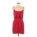 Mimi Chica Casual Dress - Mini Scoop Neck Sleeveless: Red Solid Dresses - Women's Size Medium