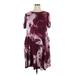 Lane Bryant Casual Dress - Shift High Neck Short sleeves: Burgundy Print Dresses - Women's Size 14 Plus