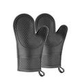 Prep & Savour Silicone Oven Mitts Heat Resistant Gloves w/ Soft Quilted Lining Waterproof Thick Gloves Cotton in Black | 11.4 H x 7 W in | Wayfair