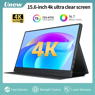 Unew 15.6 pouces 4K Ultra Clearscreen HD Gaming Moniteur Portable Écran USB-C HDMI Compatible