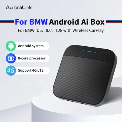 AuroraLink-Wireless CarPlay Android AI Box processeur Octa-Core 4 Go 64 Go adapté pour BMW ID6