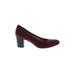 Naturalizer Heels: Pumps Chunky Heel Classic Burgundy Print Shoes - Women's Size 9 - Almond Toe