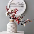 Vaso di fiori nordico ornamento vaso di plastica per la casa vaso di fiori in ceramica imitazione bianca semplice vaso di fiori per fiori