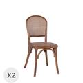 Set de 2 chaises en bois et rotin marron