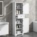 Tall Bathroom Storage Cabinet, Freestanding with Drawer and Adjustable Shelf