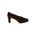Ellen Tracy Heels: Pumps Chunky Heel Classic Burgundy Solid Shoes - Women's Size 7 - Round Toe