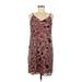 Japna Casual Dress - Mini V Neck Sleeveless: Brown Dresses - Women's Size Medium