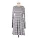 Carve Designs Casual Dress - A-Line Crew Neck Long sleeves: Gray Color Block Dresses - New - Women's Size Medium