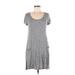 Rolla Coster Casual Dress - Mini Scoop Neck Short sleeves: Gray Solid Dresses - Women's Size Medium