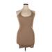 Missguided Casual Dress - Mini Scoop Neck Sleeveless: Tan Solid Dresses - New - Women's Size 14