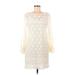 Laundry by Shelli Segal Casual Dress - Shift Scoop Neck Long sleeves: Ivory Print Dresses - Women's Size 6