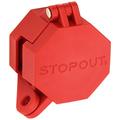 Accuform Signs KDD477 STOPOUT Trailer-Lock Glad Hand Lockout Blocks Access To Air Line Connection Plastic With Zinc-Coated Steel Hinge Pin Red