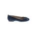 Lands' End Flats: Slip-on Chunky Heel Feminine Blue Print Shoes - Women's Size 7 - Round Toe