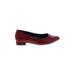 antonia saint Flats: Slip-on Chunky Heel Work Burgundy Solid Shoes - Women's Size 10 - Almond Toe