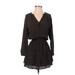 Rails Casual Dress - Mini V-Neck Long sleeves: Brown Dresses - Women's Size Small