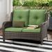 Winston Porter Melsa 49" Wide Outdoor Wicker Loveseat w/ Cushions Wicker/Rattan/Olefin Fabric Included in Brown | 34 H x 49 W x 33 D in | Wayfair