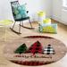 Green/Red 48 x 48 W in Area Rug - The Holiday Aisle® Jolisa Round 4' Area Rug Microfiber | 48 H x 48 W in | Wayfair