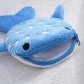 Porte-monnaie bleu en forme de requin pour femme sac à main à fermeture éclair en peluche clés