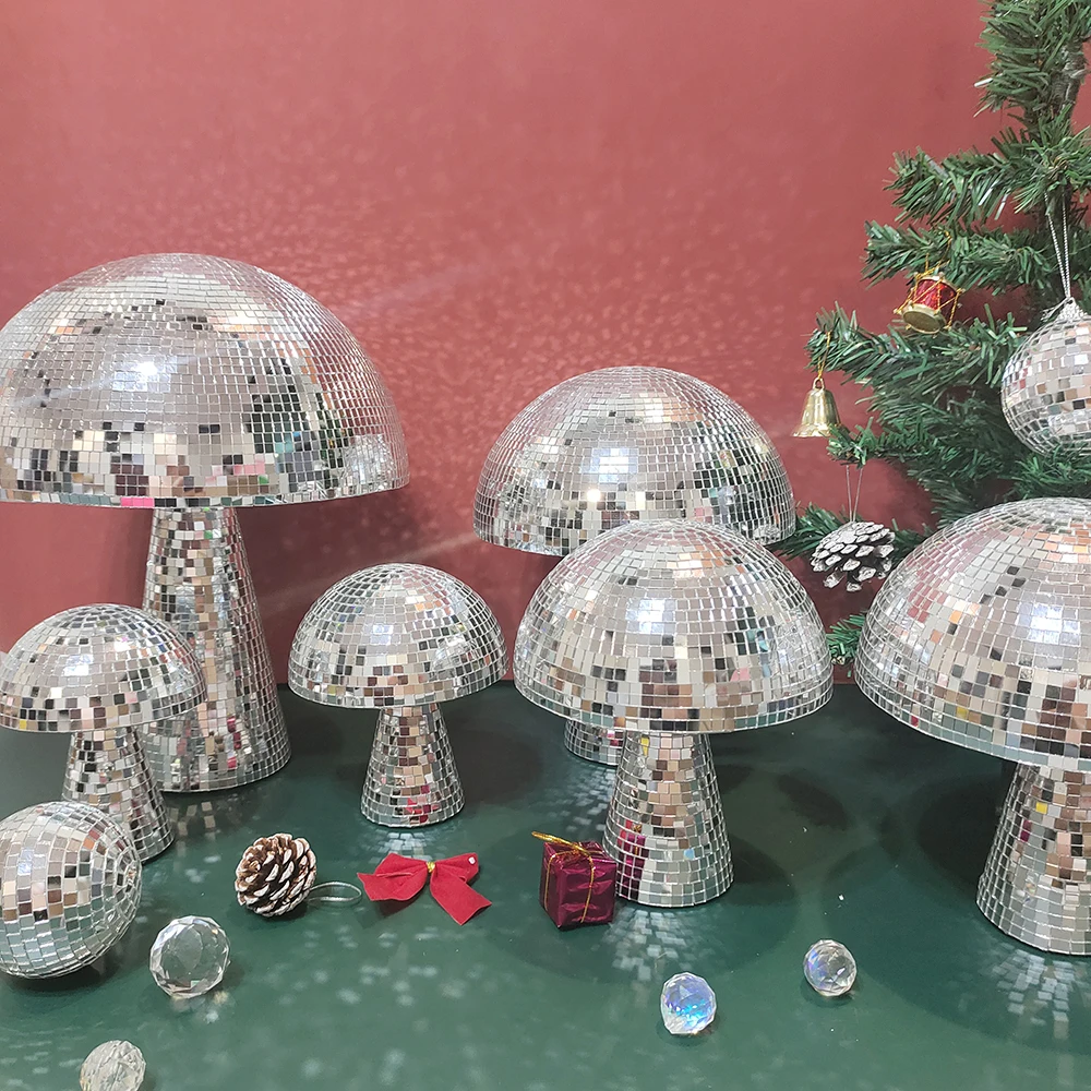 Décoration de mariage en forme de champignon Disco, boule Disco de noël, boule miroir rétro réfléchissante en forme de champignon, décorations pour la maison decoration chambre decoration noël