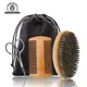 Ensemble de brosses à barbe et peigne à cheveux pour hommes poils de sanglier doux peigne à dents