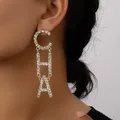 Boucles d'oreilles en alliage irrégulier avec lettre unique bijoux de mode exagéré unique CHA