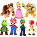 Super Mario Bros Yoshi Peach Princess Toad Action Figure Jouets pour enfants Luigi Modèle de