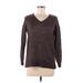 Ann Taylor LOFT Pullover Sweater: Burgundy Color Block Tops - Women's Size Medium