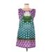 Yoana Baraschi Casual Dress - Shift: Purple Floral Motif Dresses - Women's Size 6