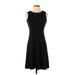 Ann Taylor LOFT Casual Dress - A-Line Crew Neck Sleeveless: Black Dresses - Women's Size 00 Petite