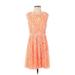 Madewell Casual Dress - Mini Crew Neck Sleeveless: Orange Floral Dresses - Women's Size 4
