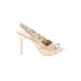 Christian Siriano for Payless Heels: Slingback Stiletto Cocktail Party Tan Print Shoes - Women's Size 8 - Peep Toe