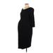 Isabella Oliver Casual Dress - Sheath V Neck 3/4 sleeves: Black Print Dresses - Women's Size 10 Maternity