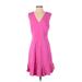 Rebecca Taylor Casual Dress - Party Plunge Sleeveless: Pink Print Dresses - Women's Size 2