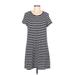 Gap Casual Dress - Shift Scoop Neck Short sleeves: Black Stripes Dresses - Women's Size Large