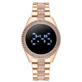 LED Digital Uhren für Frauen Luxus Rose Gold Edelstahl Diamant-set Zifferblatt Magnet Kleid LED
