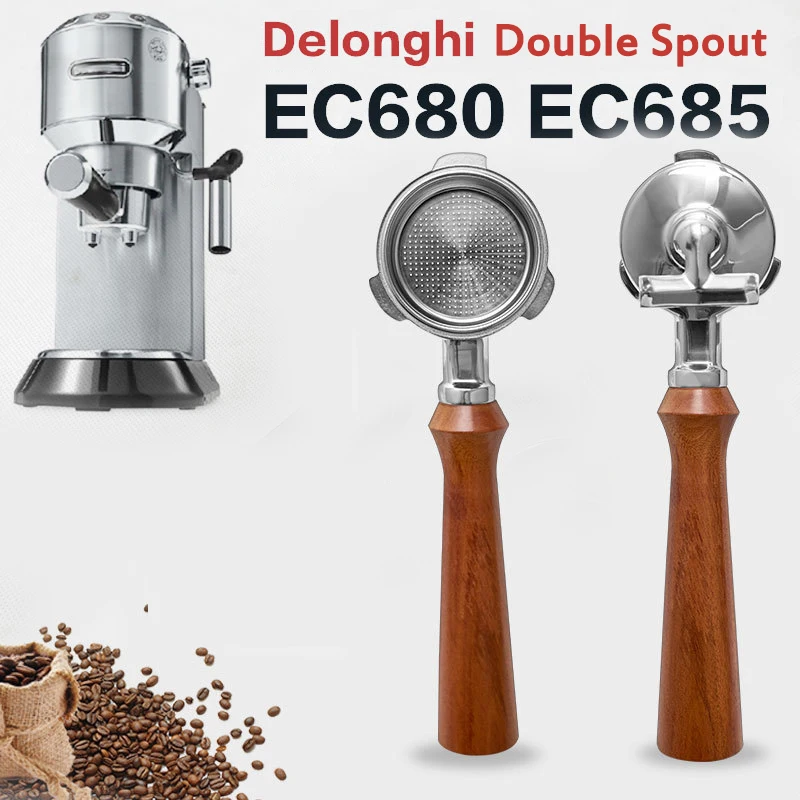 51 mm Kaffee-Siebträger mit doppeltem Auslauf und 1 2 Tassen Korb für Delonghi ECO680 ECO685 Kaffeemaschine Image