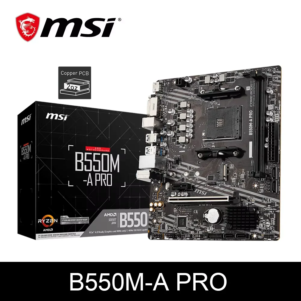 MSI B550M-A PRO AMD Gaming Motherboard AM4 DDR4 M.2 unterstützt Ryzen CPU R3 R5 R7 5000 & 3000 Serie Desktop-Computer Mainboard Image