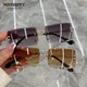 2023 mode Rechteck Randlose Sonnenbrille Platz Vintage Gläser Luxus Design Unisex Retro Rahmen