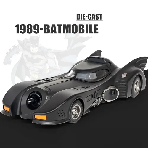 1:18 1989 Batmobil Druckguss Auto mit Batman Figur Spielzeug für Kinder und Erwachsene schwarz