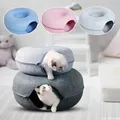 Donut Katzen bett Haustier Tunnel Haus Dual-Use-Korb interaktives Spiel Spielzeug Kätzchen